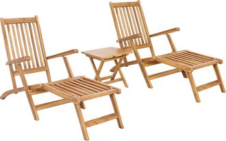 vidaXL Silla De Jard&iacute;n Plegable Con Mesa 2 Pcs Natural Vidaxl