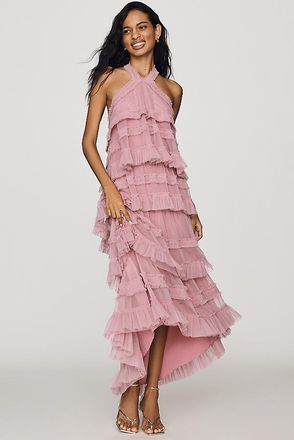 Mac Duggal Mesh Halter Dress