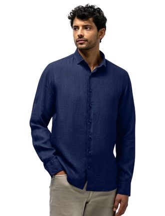State of Art Overhemd State of Art donkerblauw wijde fit semi wide spread