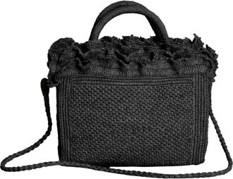 Ibeliv Laguna Ruffled Raffia Bag - Dames - Schoudertassen - Zwart - ONE Size - Katoen - Tassen