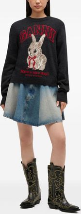 Ganni Graphic Rabbit Intarsia Sweater - Charcoal