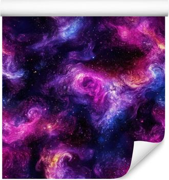 OEM Carta Da Parati Galaxy Ad Acquerello Nei Colori Viola, Indaco, Prugna E Blu Navy, 50x1000 Cm