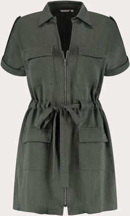 Florez jeans Womens Kiki Short Sleeve Mini Dress In Army Green