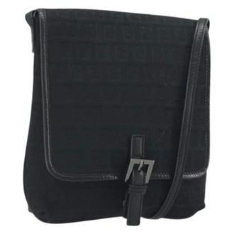 Fendi Pre-owned Zucchino Canvas Shoulder Bag - Dames - Pre-owned - Zwart - Maat: ONE Size Leer
