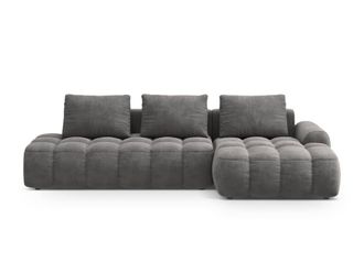 Cosmopolitan Design Sof&aacute; cama esquinero derecho con ba&uacute;l 3 plazas terciopelo gris