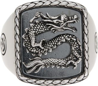 Effy Sterling Silver Hematite Dragon Signet Ring - Size 10 in Grey at Nordstrom Rack