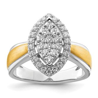 Diamond2Deal 14k Two-tone Lab Grown Diamond Engagement Ring 1/2Ct Clarity- VS Color- G-H