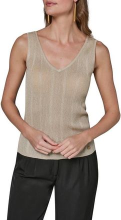 DKNY Metallic V-Neck Rib Sweater Tank in Light Gold at Nordstrom, Size X-Large