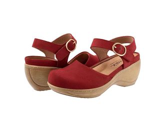 Softwalk Mabelle Womens Shoes Red Nubuck : 10.5 N (AA), Leather