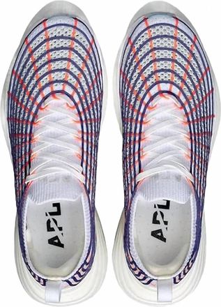 Athletic Propulsion Labs Womens Techloom Zipline Shoe In White / Blue Haze / Impulse Red