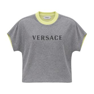Versace T-shirt con stampa logo - - Tops - Donna - Grigio - XS