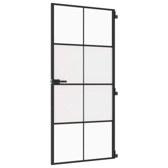 Berkfield Home Interior Door Slim Black 93x201.5 cm Tempered Glass & Aluminium