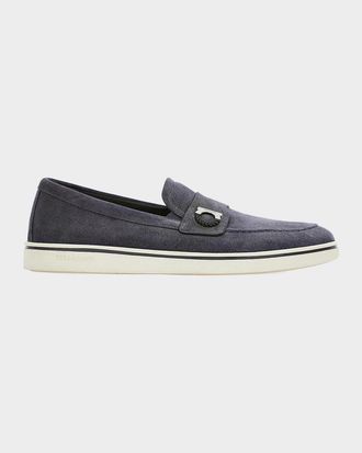 Ferragamo Men & apos;s Tancredi Suede Boat Shoe Loafers
