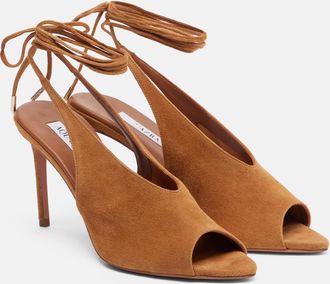 Aquazzura Lais suede peep-toe slingback pumps