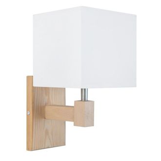 Tosel Aplique de pared madera,metal Alt.15cm natural ;Pantalla: AMARILLO