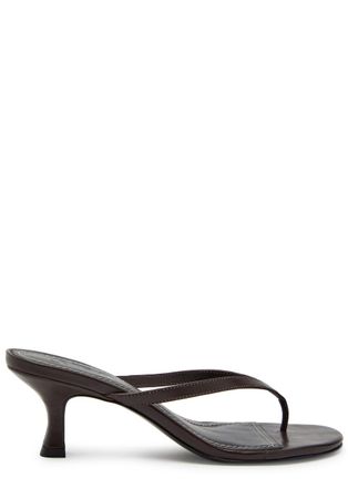 Staud Freja 60 Leather Mules - Brown - 38 (IT38/ UK5)