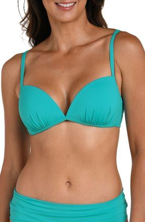La Blanca Deep Plunge Bikini Top in Calypso at Nordstrom, Size 12