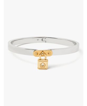 Kate Spade New York Womens Lock And Charm Bangle - Silver & Gold - One Size
