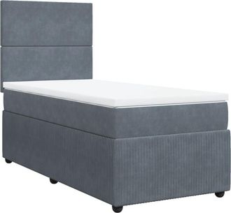 vidaXL Cama Box Spring Con Colch&oacute;n Terciopelo Gris Oscuro 90x200 Cm Vidaxl