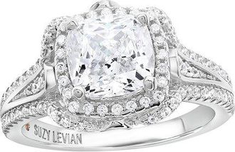 Suzy Levian Suzy Levian Silver Cz Engagement Ring