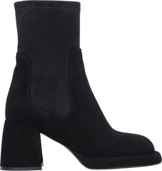 Estro & Luminara Enkellaarsjes - Dames - Laarzen met Hak - Zwart - 39 EU - Leer - Schoenen