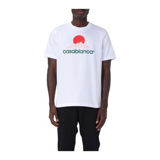 Casablanca T-Shirts, male, White, Size: XL Graphic Print Short Sleeves T-Shirt