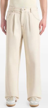 Manière De Voir Arnault boucle pleated jeans - men - Cotton - M - Neutrals