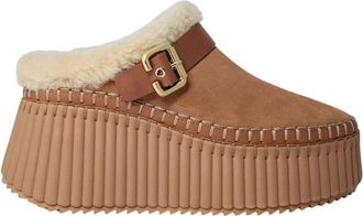 Chlo&eacute; Nama Wedge Mule - Dames - Sleehakken - Bruin - 39 EU - Leer - Schoenen