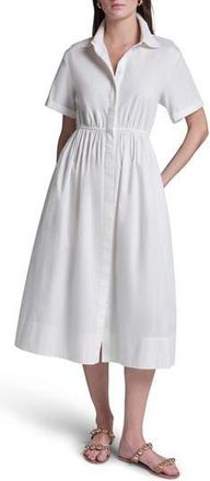 BCBGeneration Cotton Poplin Midi Cape Back Shirt Dress in Whisper White at Nordstrom Rack, Size 10
