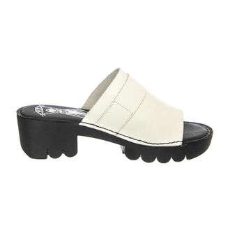FLY London Heeled Mules - Dames - Muiltjes - Wit - 39 EU - Leer - Schoenen