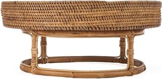 Bazar Bizar Bandeja de servir de rat&aacute;n en marr&oacute;n 50x50x22 cm