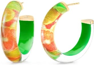 Gold & Honey Womens Sour Illusion Hoop Earrings In Orange/ Green