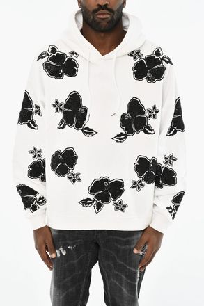 Dsquared2 Felpa Hoodie Bicolore a Motivo Floreale Dsquared2