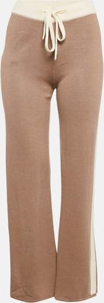 Monrow Dark Beige Knit Panel Detail Lounge Pants