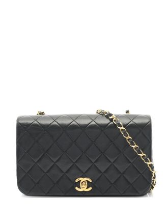 Chanel 1989-1991 CC Quilted Lambskin Full Single Flap crossbody bag - Black