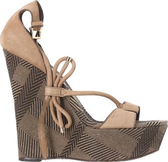 Burberry Burberry Bow T-Strap Wedge Sandalen in Bruin Leer