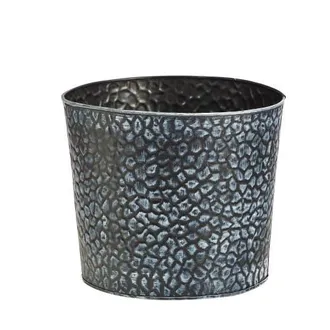 Nearly Natural 11.5-in Embossed Tin Bucket with Pebble Pattern in Gray at Nordstrom