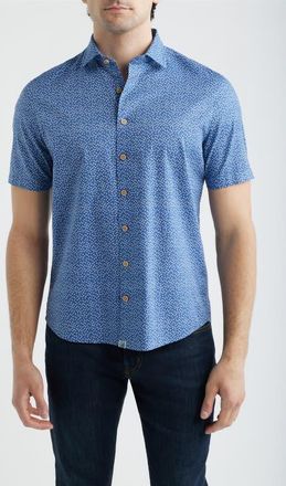 Johnnie-O Patel Hangin Out Heart Print Short Sleeve Button-Up Shirt in Navy at Nordstrom, Size Xx-Large