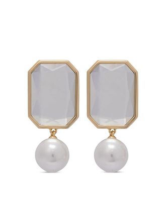 Self Portrait Crystal Pearl Tiered Earrings Accessories