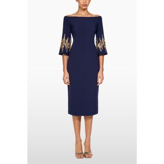 Jenny Packham Aster Sequin-Embellished Midi Dress in Midnight Kiss at Nordstrom, Size 12 Uk