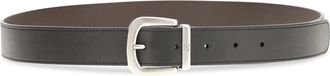Valentino Garavani Mens Reversible Belt Nero-Oak Brown Calf Leather Bos Taurus E Braces Nero/oak