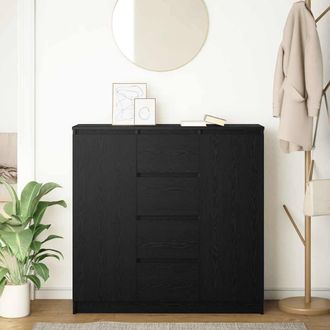 Berkfield Home Sideboard with Drawers Black Oak 100.5x35x98.5 cm Engineered Wood