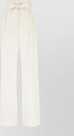 Max Mara cotton silk striped embroidered wide-leg trousers