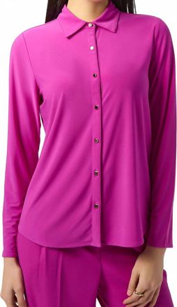 Joseph Ribkoff Silky Knit Button-Front Straight Blouse In Cosmos