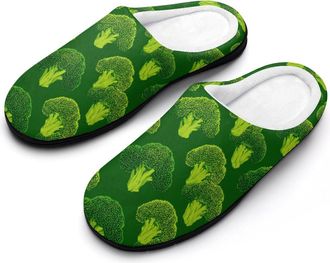 Generic Broccoli Pattern Funny Mens Cotton Slippers Soft Non-Slip Rubber Sole House Slipper Indoor Outdoor