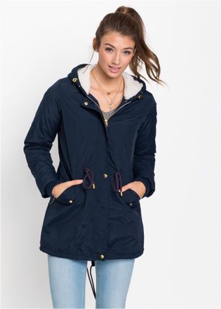 Bonprix Parka BONPRIX, Damen, Gr. 38, blau (dunkelblau), Obermaterial: 100% Polyester. Futter: 100% Polyester. &Auml;rmelfutter: 100% Polyester, unifarben, loose f