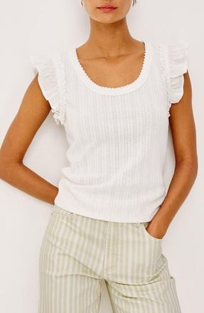 Rails Giovanna Pointelle Stitch Top in White at Nordstrom, Size Xx-Large