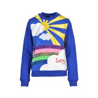Love Moschino Blauw Katoenen Sweatshirt - Dames - Sweatshirts - Veelkleurig - M - Katoen - Hoodies & sweatvesten