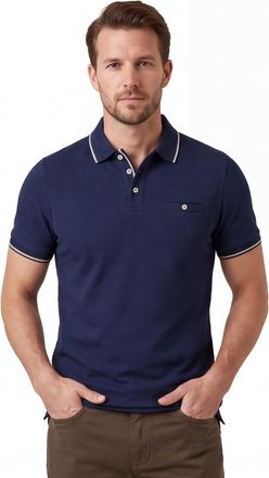 Baileys Poloshirt Baileys donkerblauw randen op boord en mouwen