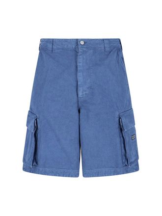 ERL Mid-Waist Blue Cotton Cargo Shorts